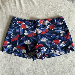 JCrew Women’s Red and Blue Floral Shorts - 8